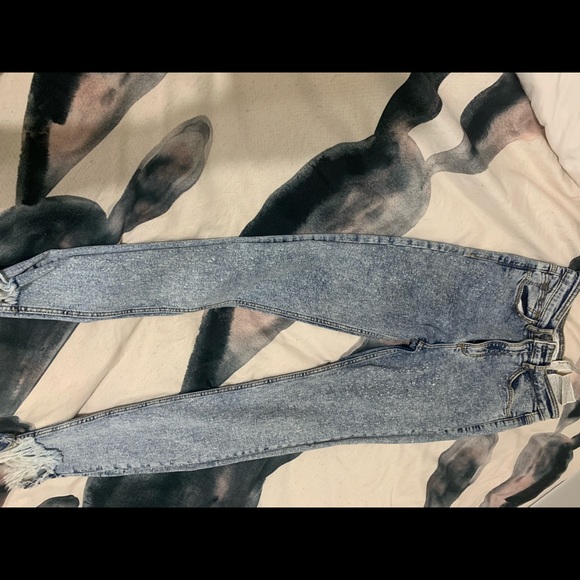 Zara Traf Acid Wash Fringe Jeans - Picture 2 of 4